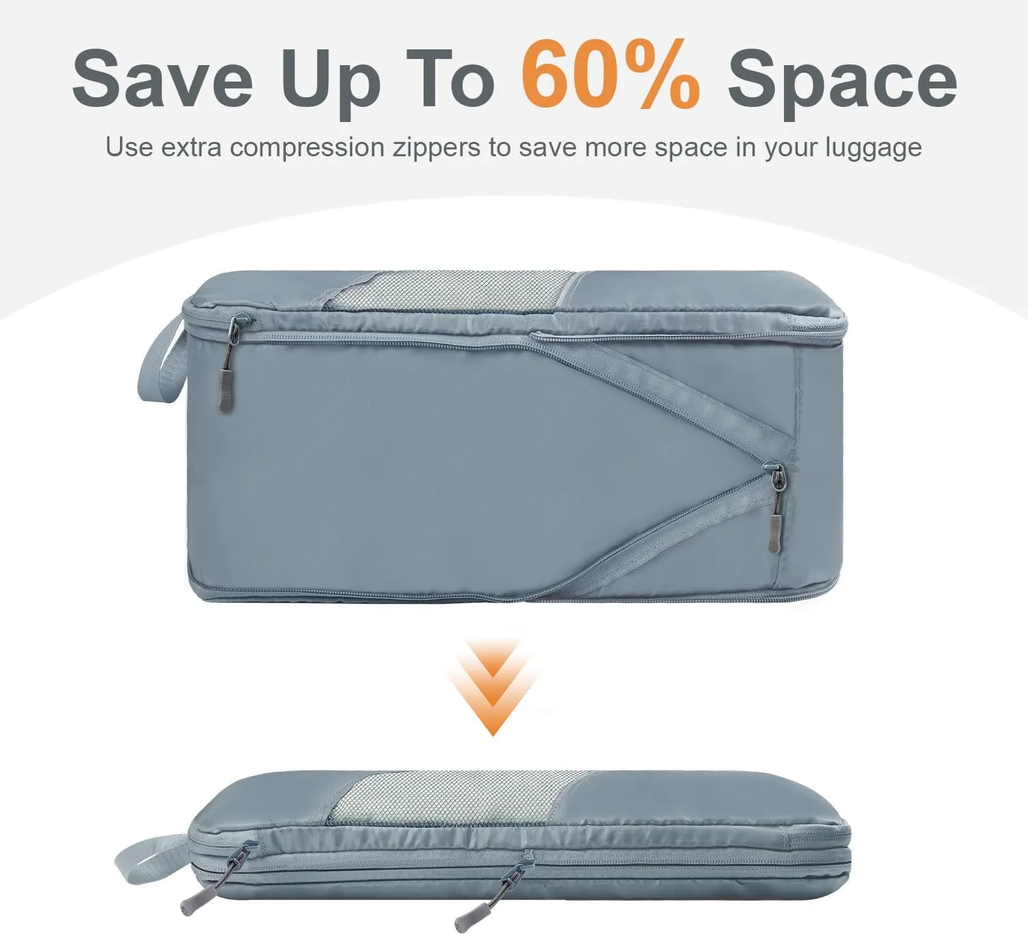 10 Set Compression Packing Cubes for Travel, Suitcase Organizer Bags Set for Travel Accessories, Lightweight Travel Essentials, Grey