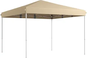 13" x 13" Pop Up Canopy Tent with Wheeled Carry Bag, Adjustable Height Instant Sun Shelter for Outdoor, Garden, Patio, and Parties, Beige