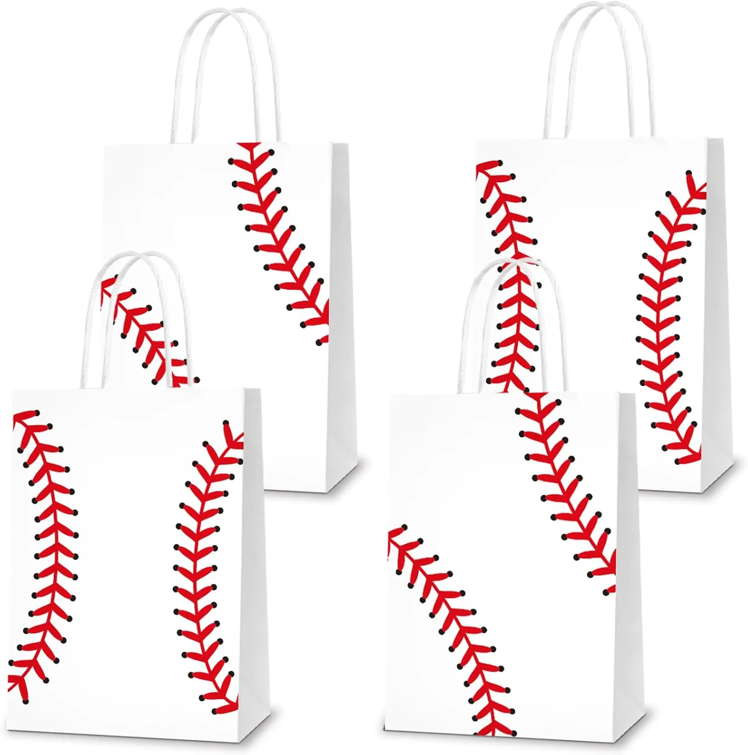 16 PCS Baseball Party Decorations with Handle Baseball Paper Bags Baseball Treat Snacks Bags Baseball Gift Bags Baseball Theme Party Decorations Baseball Party Bags for Kids Birthday Party Supplies