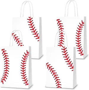 16 PCS Baseball Party Decorations with Handle Baseball Paper Bags Baseball Treat Snacks Bags Baseball Gift Bags Baseball Theme Party Decorations Baseball Party Bags for Kids Birthday Party Supplies