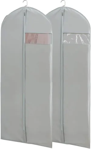 2 Pack Garment Bags for Hanging Clothes Storage Travel Garment Bags, 47'' Long Gowns Dress Cover Bags, Coat Covers Clear Garment Bag for Closet Wardrobe with Zipper