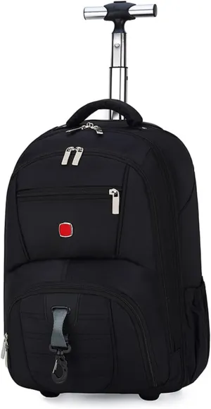 20in Rolling Business Backpack for Men Women, Airline Approved Travel Laptop Carry on Luggage Bag with Wheels Large Capacity (Black E,20in)