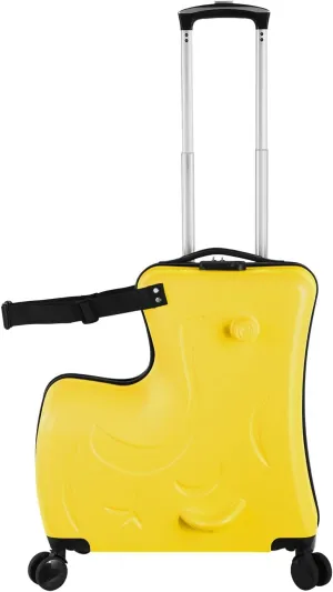 24" Ride Suitcase for Kids Aged 6-12, Carry Kids Luggage with Silent Wheels, Safety Belt, Combination Lock, Handlebars and Pedals, Equipped With Duffel Bag for Carry Luggage (yellow)