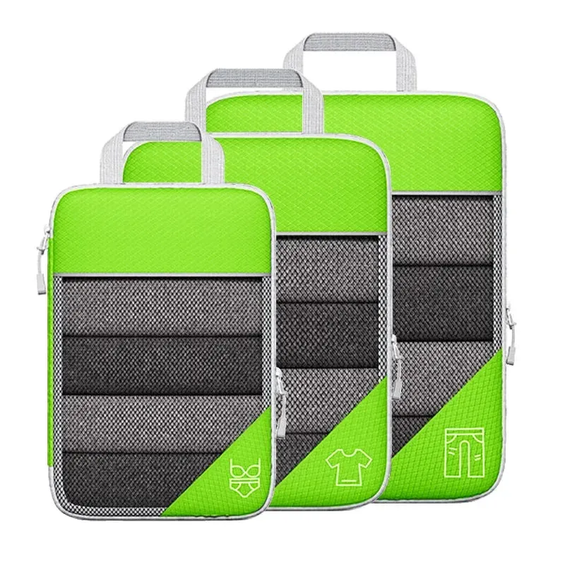 3/6PCS Compressed Packing Cubes Travel Storage Set With Shoe Bag Mesh Visual Luggage Organizer Portable Lightweight Suitcase Bag