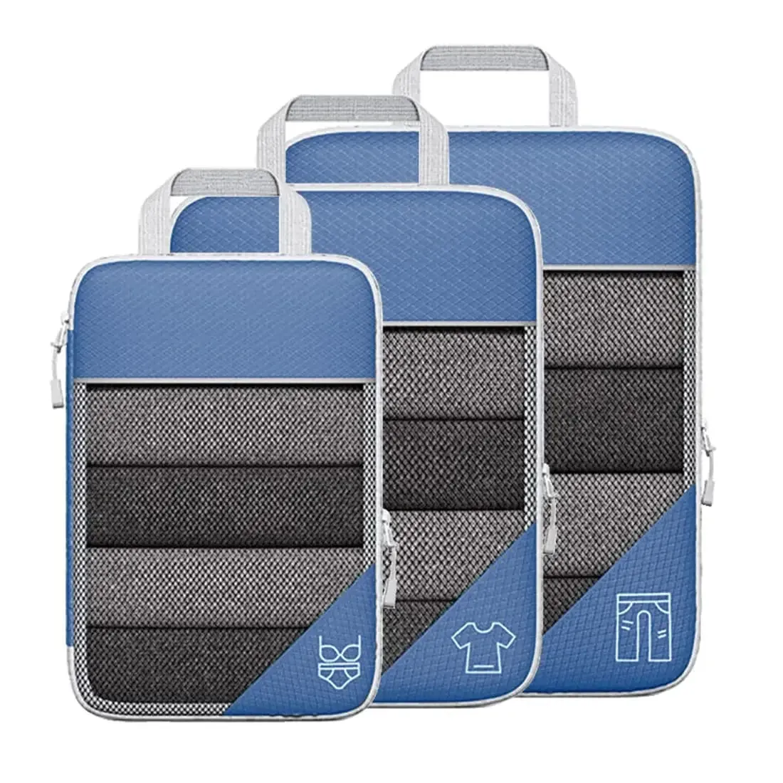 3/6PCS Compressed Packing Cubes Travel Storage Set With Shoe Bag Mesh Visual Luggage Organizer Portable Lightweight Suitcase Bag