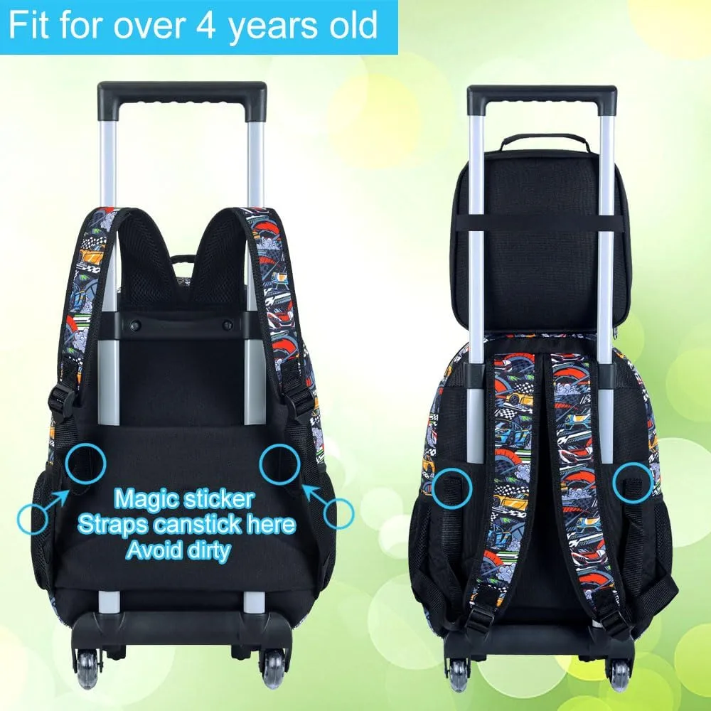3PCS Rolling Backpack for Girls and Boys， Kids Unicorn Dinosaur Wheeled Bookbag