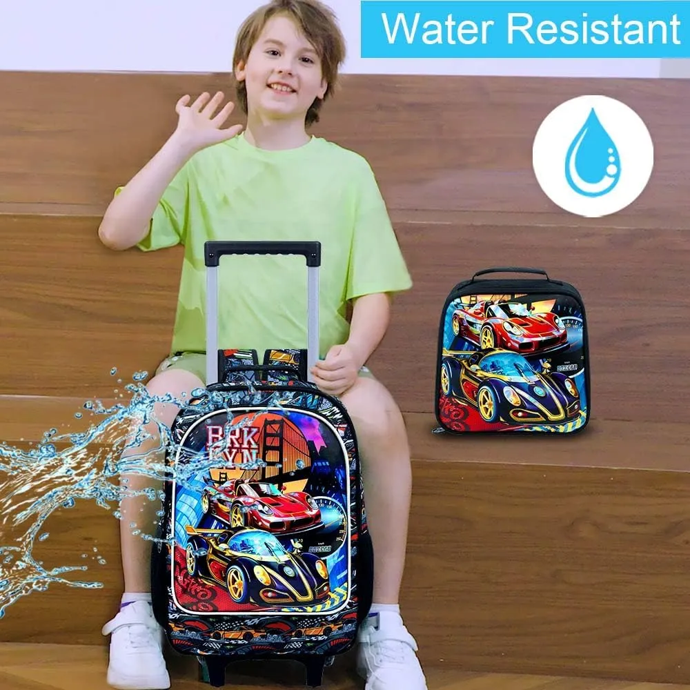 3PCS Rolling Backpack for Girls and Boys， Kids Unicorn Dinosaur Wheeled Bookbag