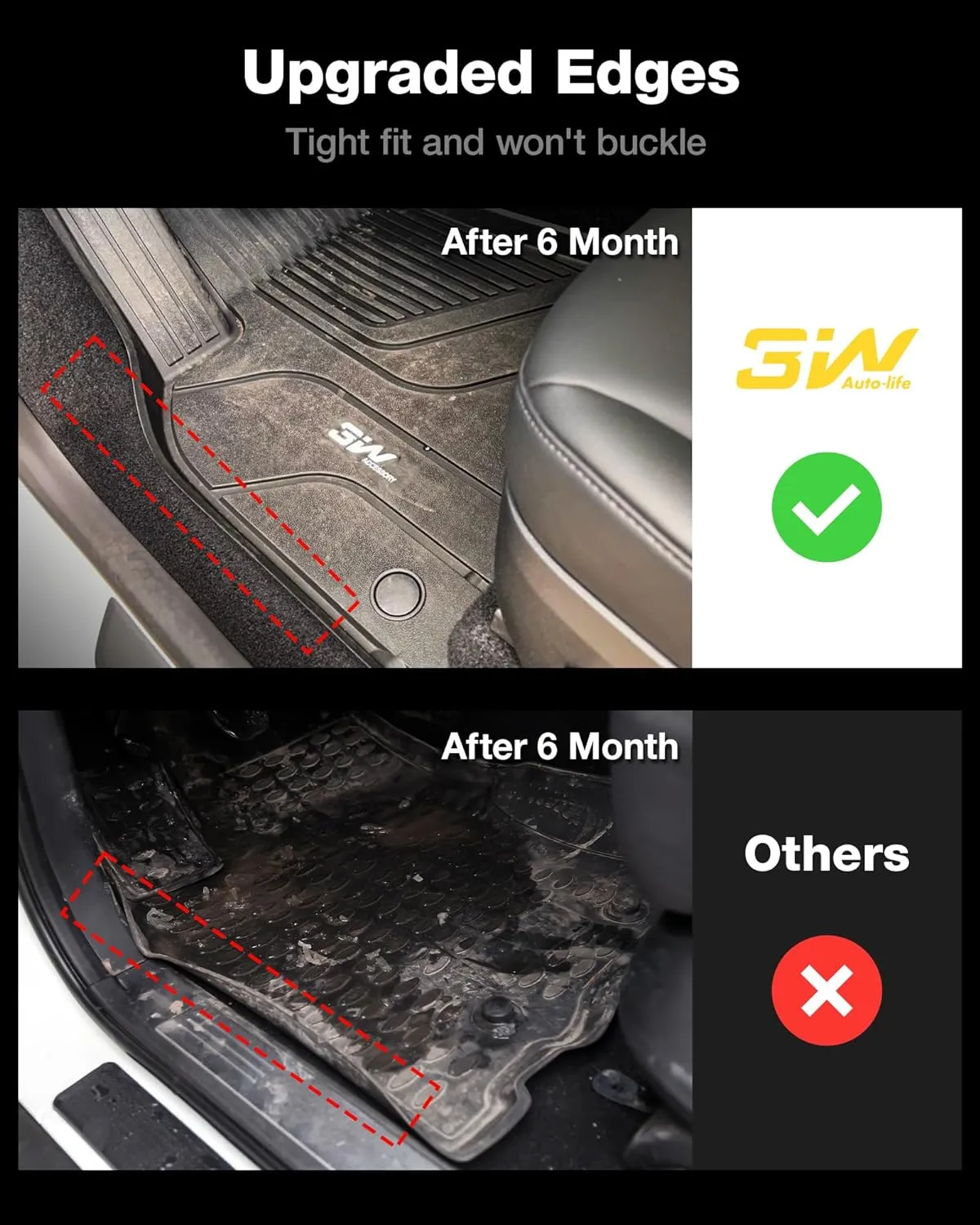 3W Cargo Liner Fit for 2019-2024 2025 Mercedes-Benz G Class/G500/G550/AMG G63 SUV TPE All Weather Custom Fit Trunk Mat, Black