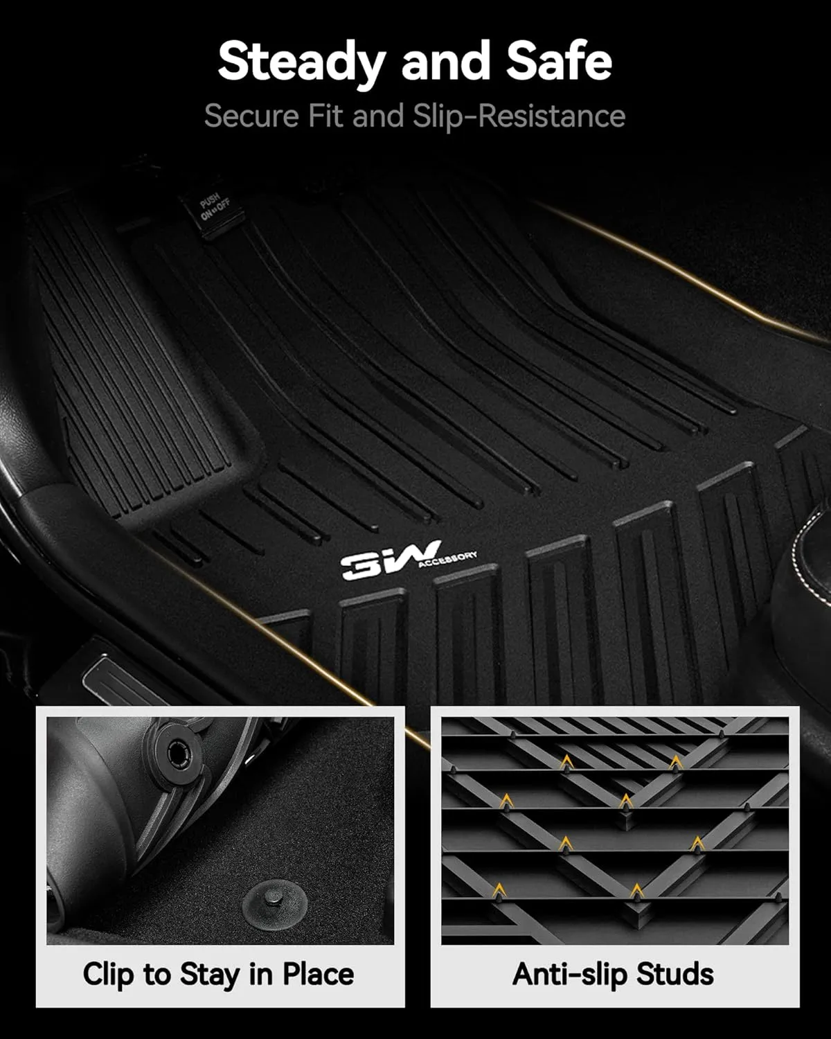 3W Cargo Liner Fit for 2019-2024 2025 Mercedes-Benz G Class/G500/G550/AMG G63 SUV TPE All Weather Custom Fit Trunk Mat, Black