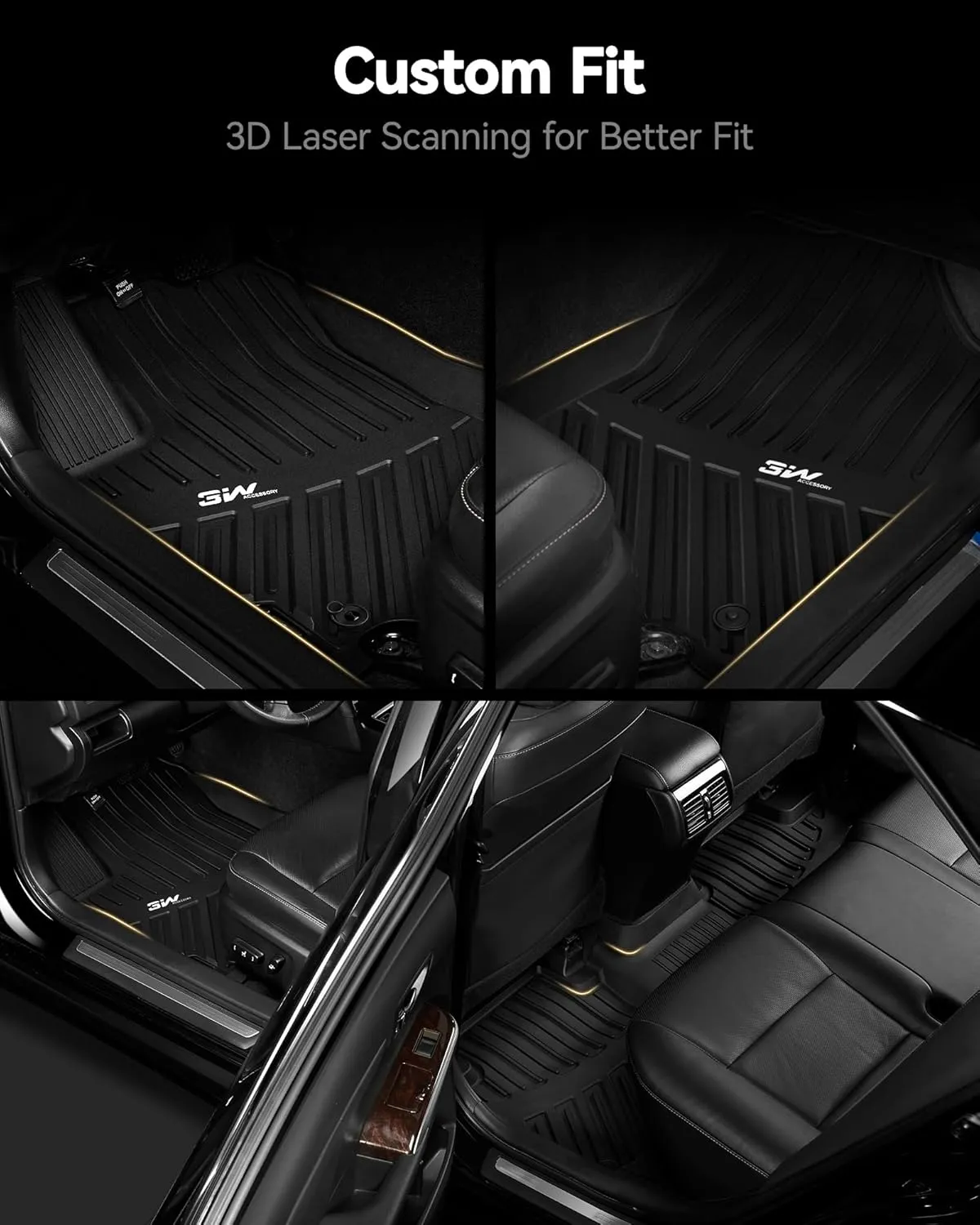 3W Cargo Liner Fit for 2019-2024 2025 Mercedes-Benz G Class/G500/G550/AMG G63 SUV TPE All Weather Custom Fit Trunk Mat, Black