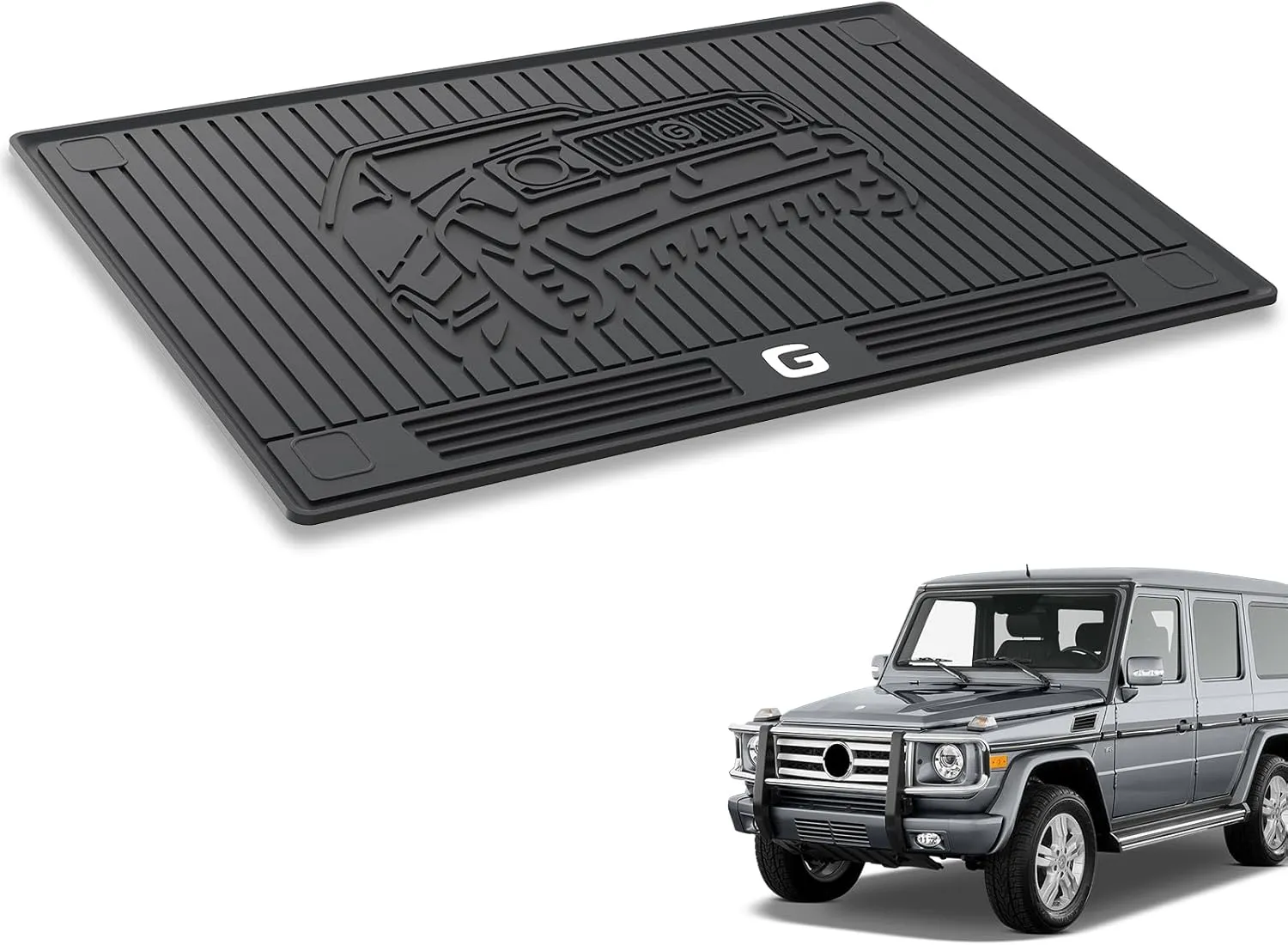3W Cargo Liner Fit for 2019-2024 2025 Mercedes-Benz G Class/G500/G550/AMG G63 SUV TPE All Weather Custom Fit Trunk Mat, Black