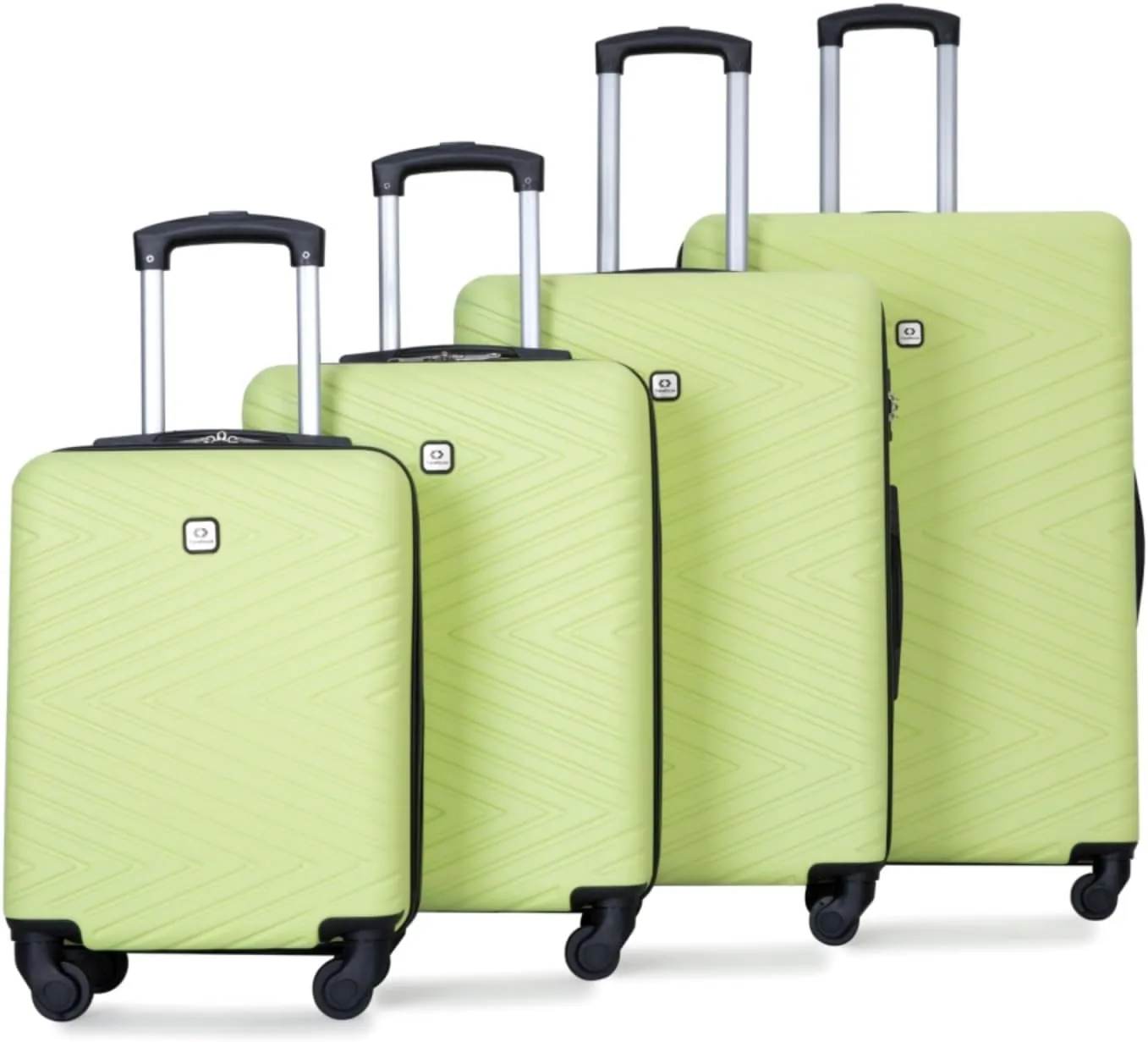 4-Piece ABS Luggage Set (16"/20"/24"/28") - Lightweight Hardshell Suitcases with Lock & 360° Spinner Wheels - Carry-On & Checked Luggage (Fluorescent Green   ABS)