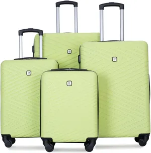 4-Piece ABS Luggage Set (16"/20"/24"/28") - Lightweight Hardshell Suitcases with Lock & 360° Spinner Wheels - Carry-On & Checked Luggage (Fluorescent Green   ABS)