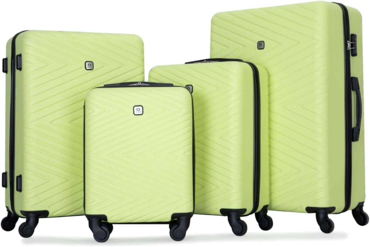 4-Piece ABS Luggage Set (16"/20"/24"/28") - Lightweight Hardshell Suitcases with Lock & 360° Spinner Wheels - Carry-On & Checked Luggage (Fluorescent Green   ABS)