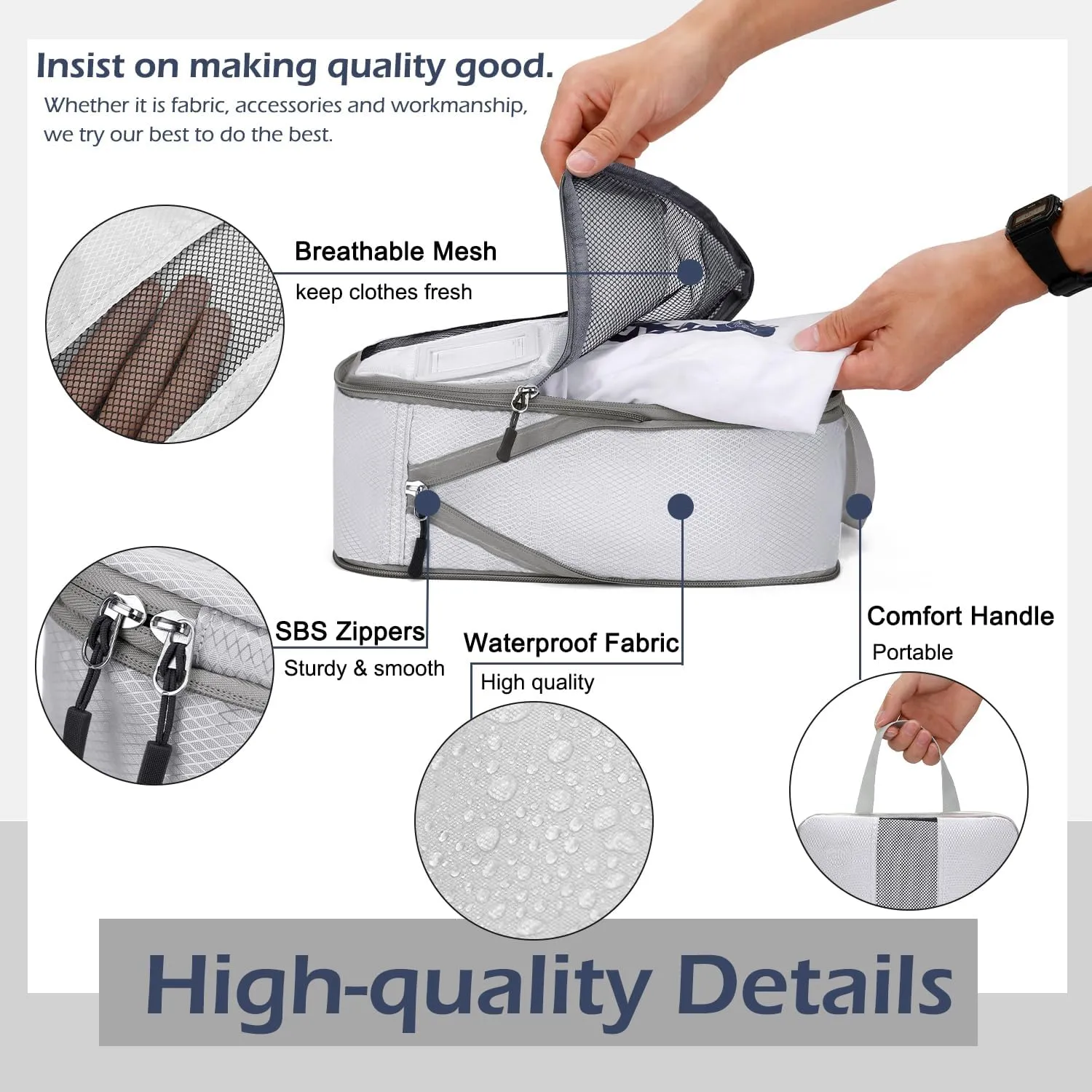 4/6 Set Compression Packing Cubes with lable for Travel, Expandable Packing Organizers, Carry On Luggage Suitcase Organizer Bags