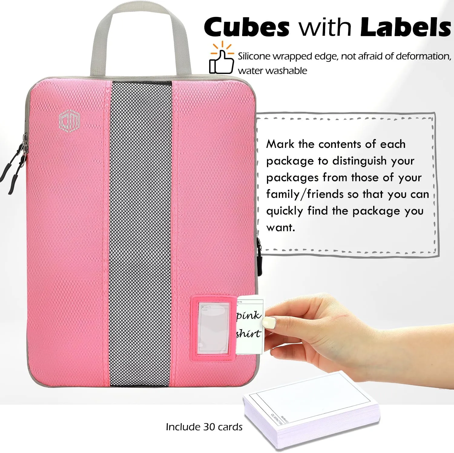 4/6 Set Compression Packing Cubes with lable for Travel, Expandable Packing Organizers, Carry On Luggage Suitcase Organizer Bags
