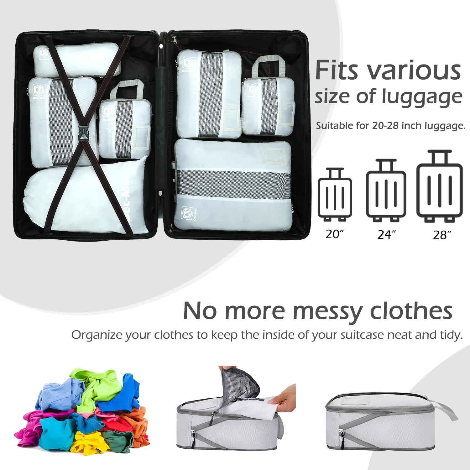 4/6 Set Compression Packing Cubes with lable for Travel, Expandable Packing Organizers, Carry On Luggage Suitcase Organizer Bags