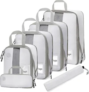 4/6 Set Compression Packing Cubes with lable for Travel, Expandable Packing Organizers, Carry On Luggage Suitcase Organizer Bags