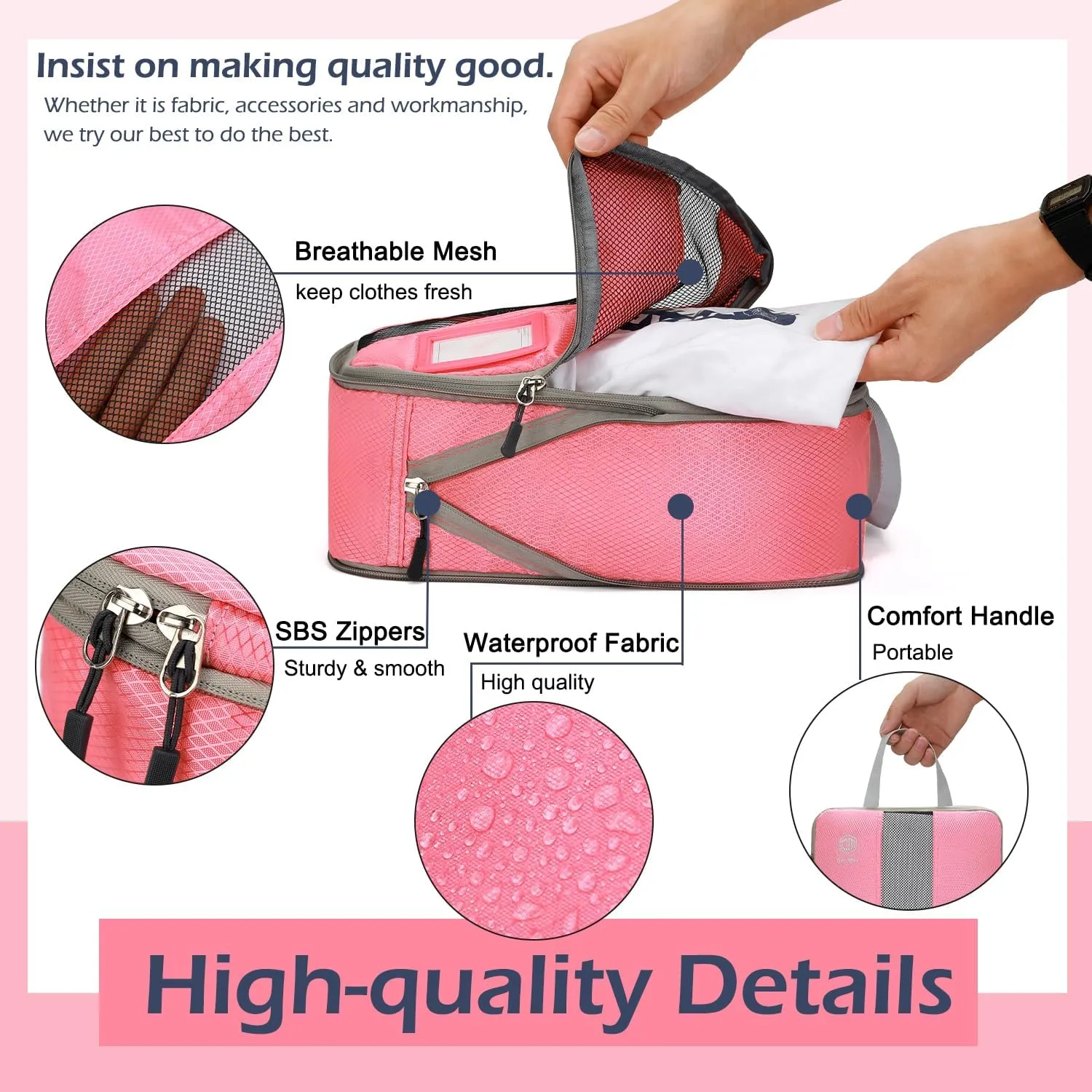 4/6 Set Compression Packing Cubes with lable for Travel, Expandable Packing Organizers, Carry On Luggage Suitcase Organizer Bags