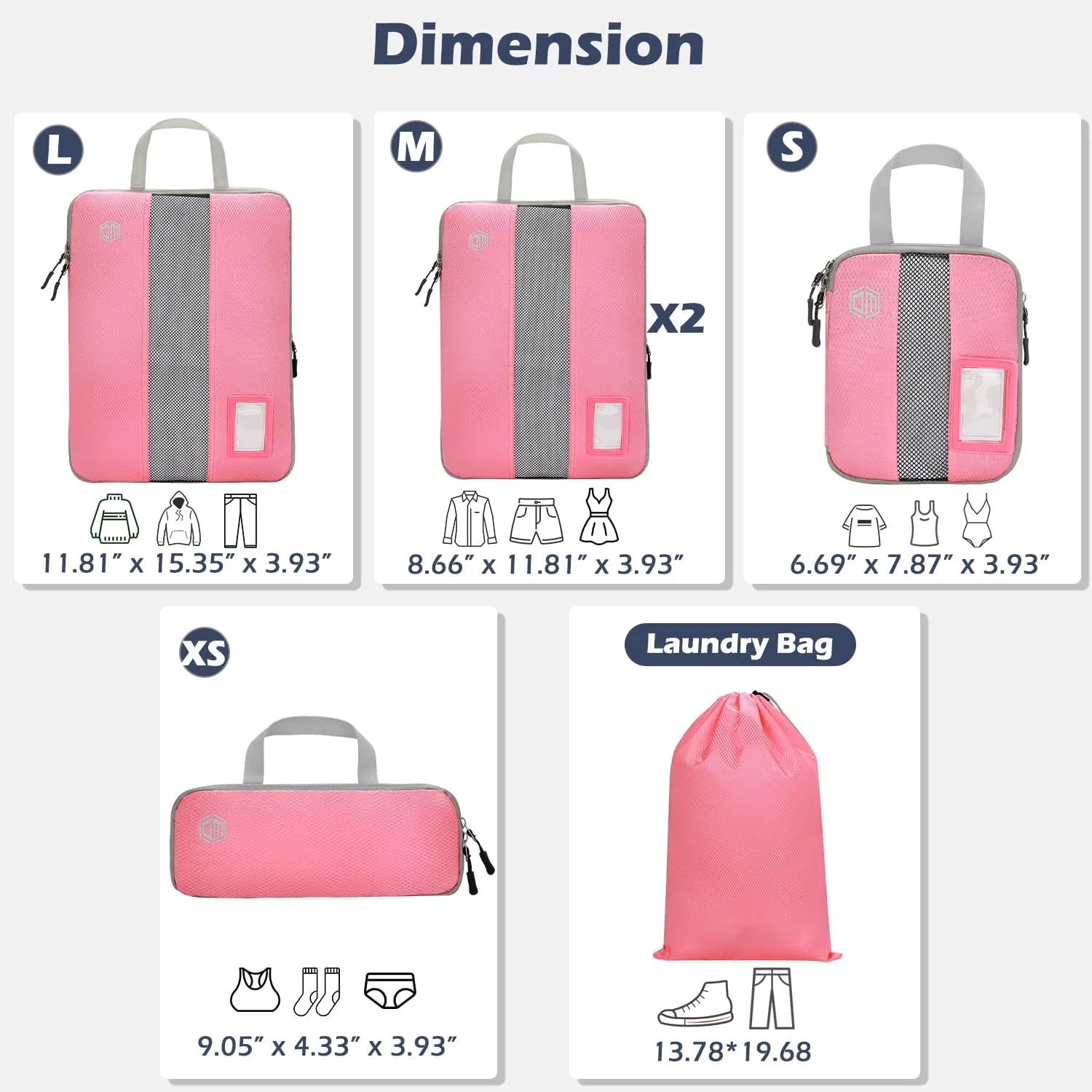 4/6 Set Compression Packing Cubes with lable for Travel, Expandable Packing Organizers, Carry On Luggage Suitcase Organizer Bags