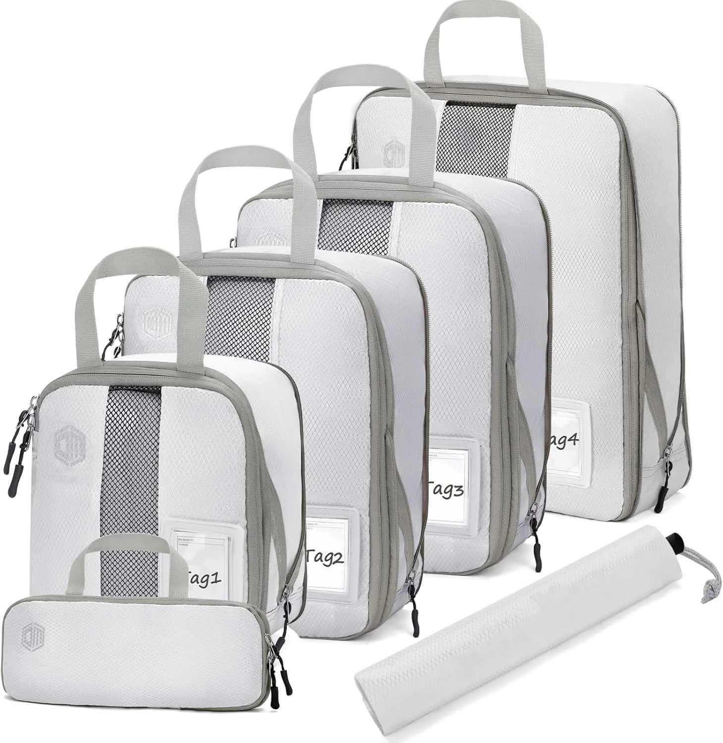 4/6 Set Compression Packing Cubes with lable for Travel, Expandable Packing Organizers, Carry On Luggage Suitcase Organizer Bags
