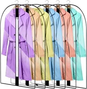 6Pack See Through Breathable Clothes Covers with Zip, 60CM X 100CM Water-proof Garment Covers Bags MothProof Dress Bag Covers Damp-proof Mens Suit Storage Bag for Wardrobe Storage and Travel