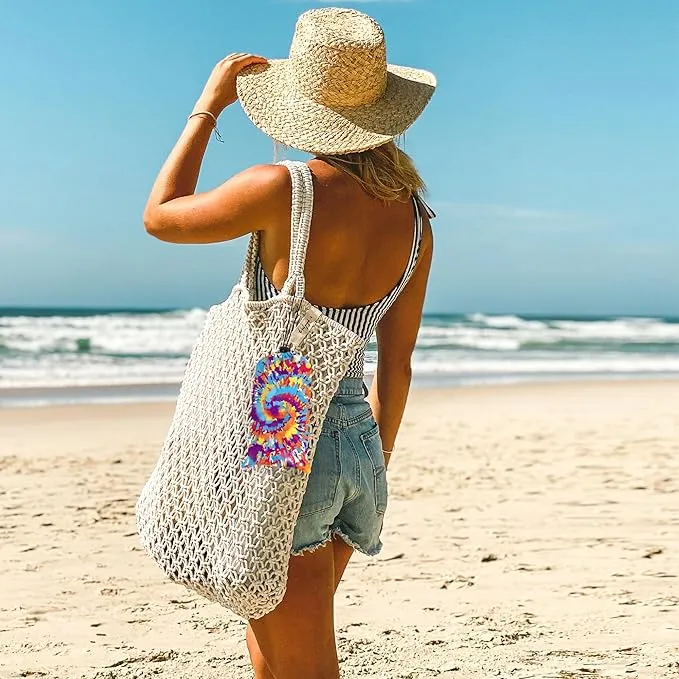 78”x 86” Large Tie Dye Beach Blanket Sandproof, Waterproof Sand Free Beach Picnic Mat w/ Stakes, Lightweight Portable Compact Must Have Outdoor Camping Blanket for Summer Vacation - Rainbow Circles