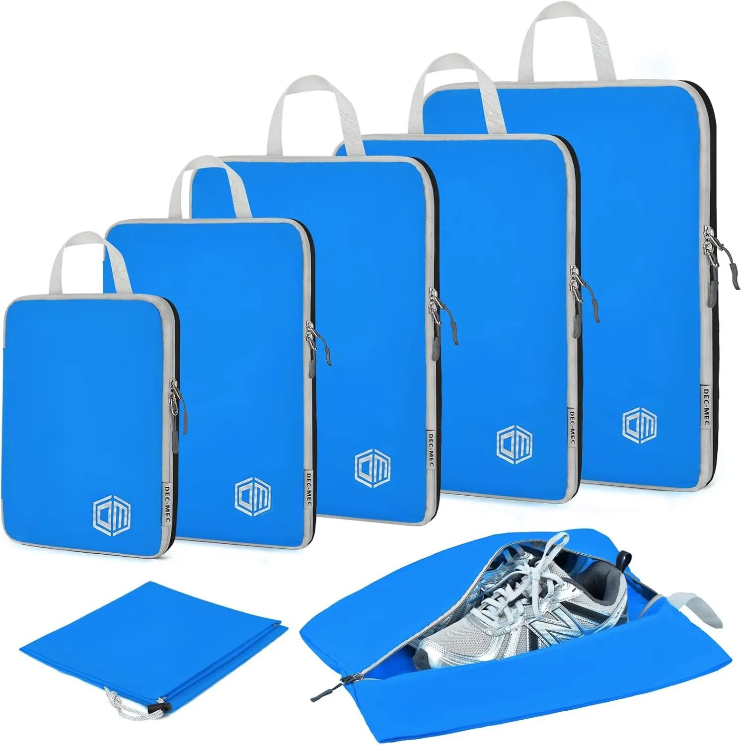 7Set Ultralight Nylon Compression Packing Cubes Expandable Packing Organizers for Carry on suitcase, Compression Cubes with Shoe Bag for Travel Accessories Luggage…