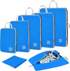7Set Ultralight Nylon Compression Packing Cubes Expandable Packing Organizers for Carry on suitcase, Compression Cubes with Shoe Bag for Travel Accessories Luggage…