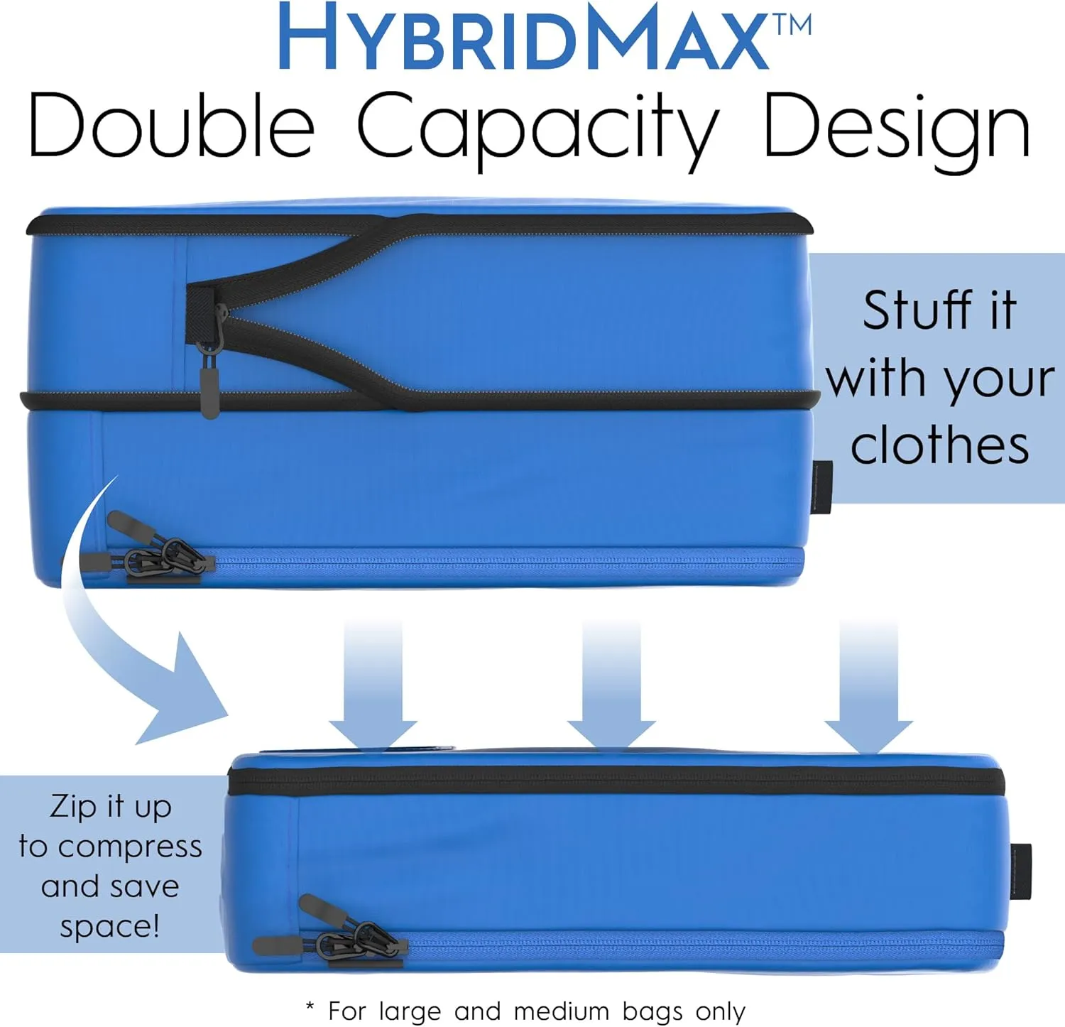 8 Set/4 Set Deluxe Compression Packing Cubes Travel - Maximize Space In Luggage With Patented HybridMax Double Capacity Design, Luxury Compressible Packing Cubes For Travel, Large, Small, & Medium