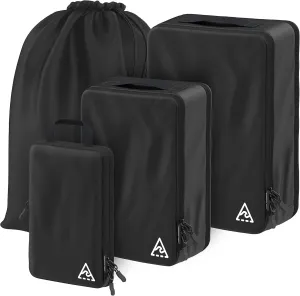 8 Set/4 Set Deluxe Compression Packing Cubes Travel - Maximize Space In Luggage With Patented HybridMax Double Capacity Design, Luxury Compressible Packing Cubes For Travel, Large, Small, & Medium