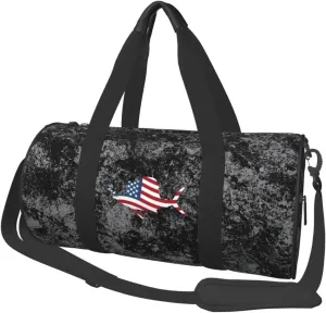American Flag Sailfish Fish Fishing Convertible Garment Bag with Shoulder Strap, Carry on Garment Duffel Bag for Men Women - Rolling Foldable for Travel Luggage Bags (Black)