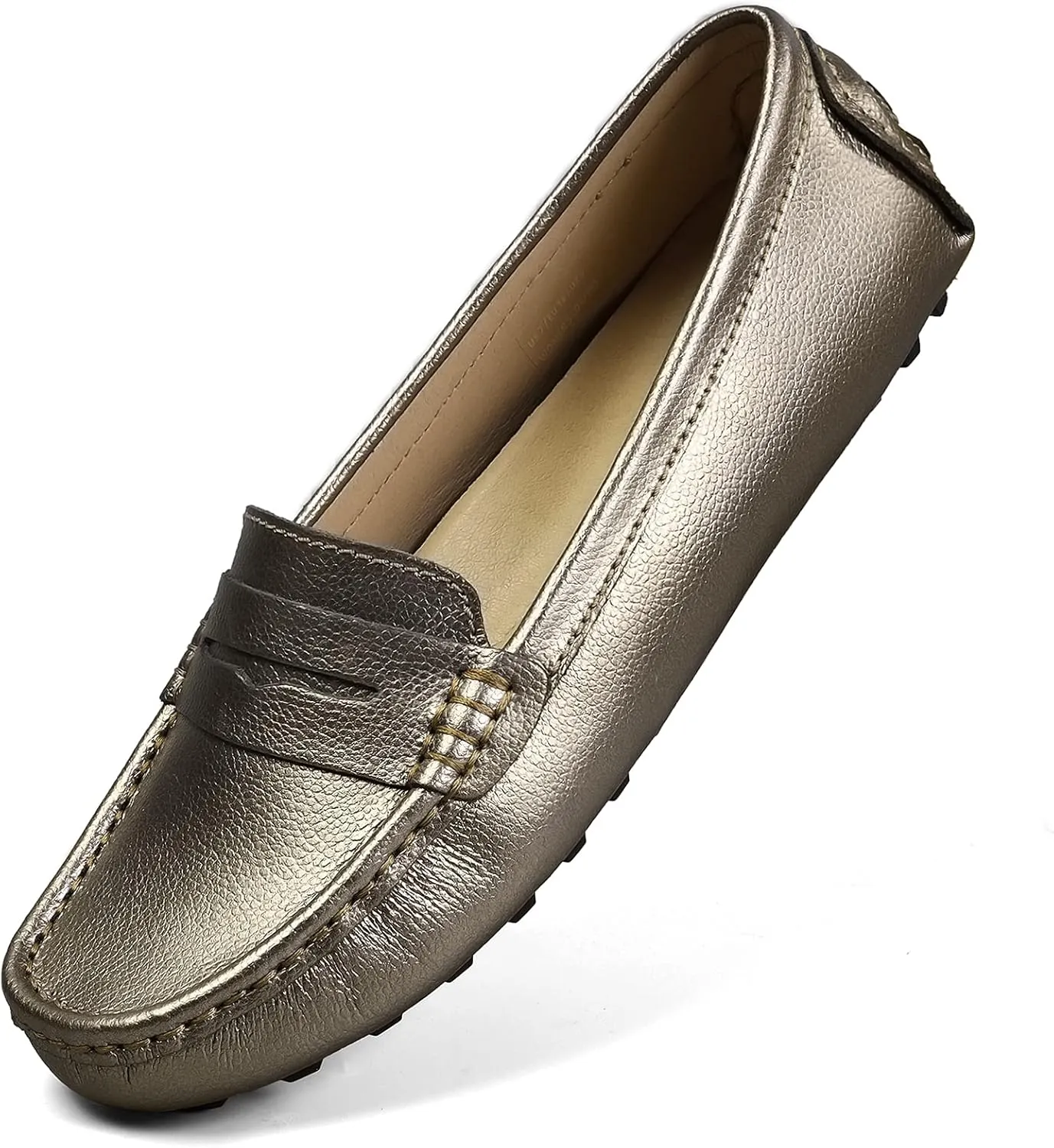 Artisure Women's Classic Comfort Leather Penny Loafers Casual Slip-Ons Lightweight Walking Flats Driving Mocs Boat Shoes
