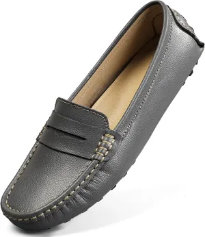 Artisure Women's Classic Comfort Leather Penny Loafers Casual Slip-Ons Lightweight Walking Flats Driving Mocs Boat Shoes