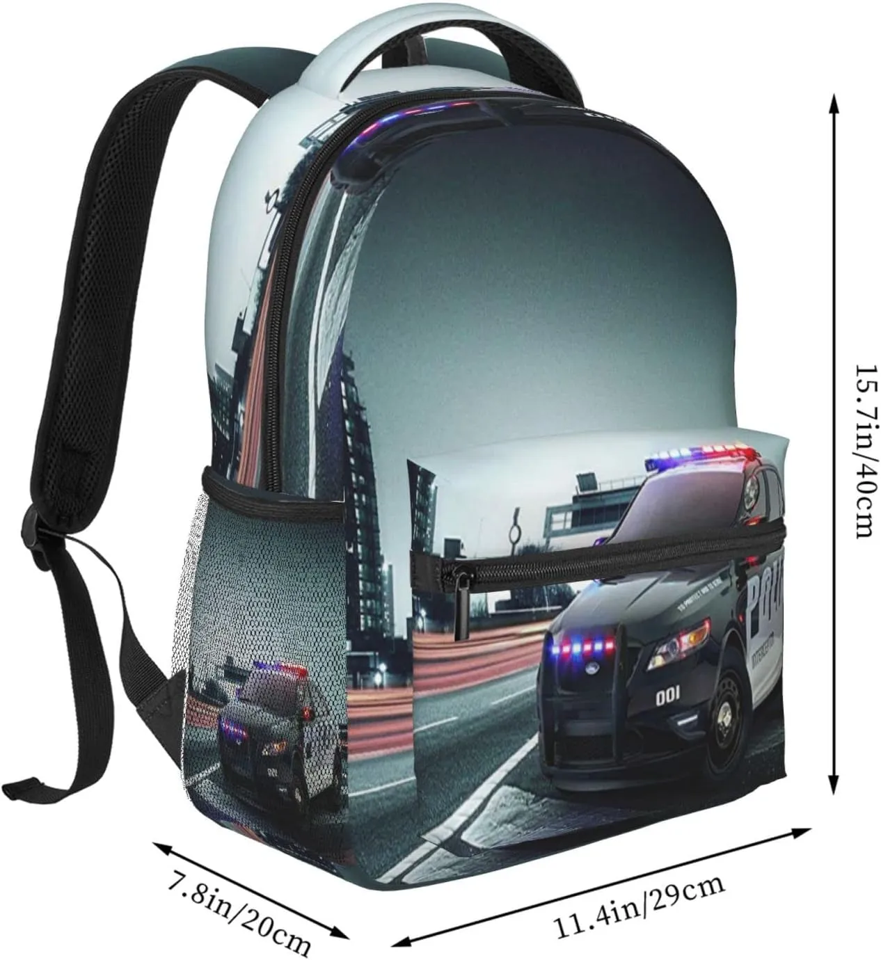 Backpack City Police Car Travel Laptop Backpacks College Ruckasck Daypack School Bag for Boys Girls Teenager Men Women