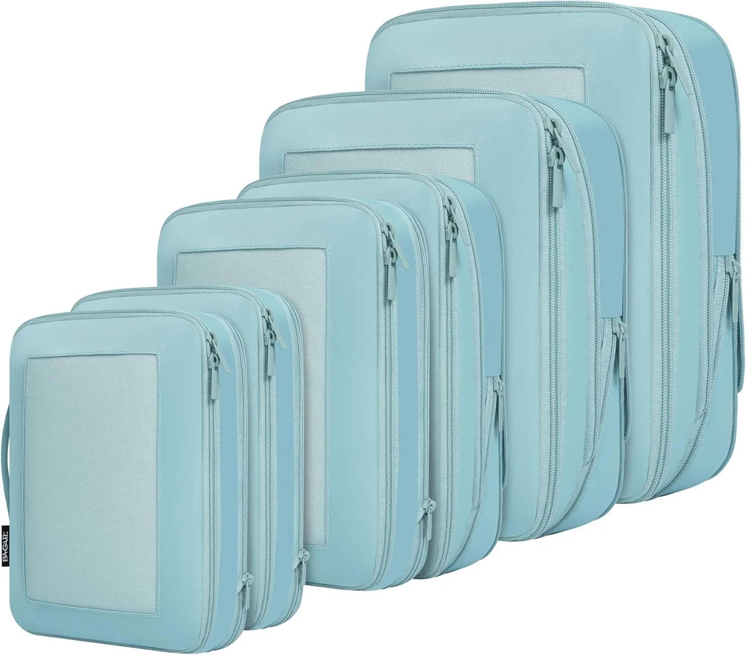 BAGAIL 4 Set/6 Set/8 Set Compression Packing Cubes Travel Accessories Expandable Packing Organizers(DustyBlue SquareMesh 6 Set)