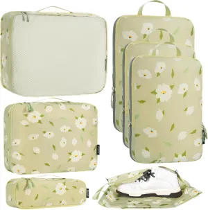 Bagail Ultralight Compression Cubes 7 Set - 3 Packing Cubes, 3 Organizers, and 1 Shoe Bag