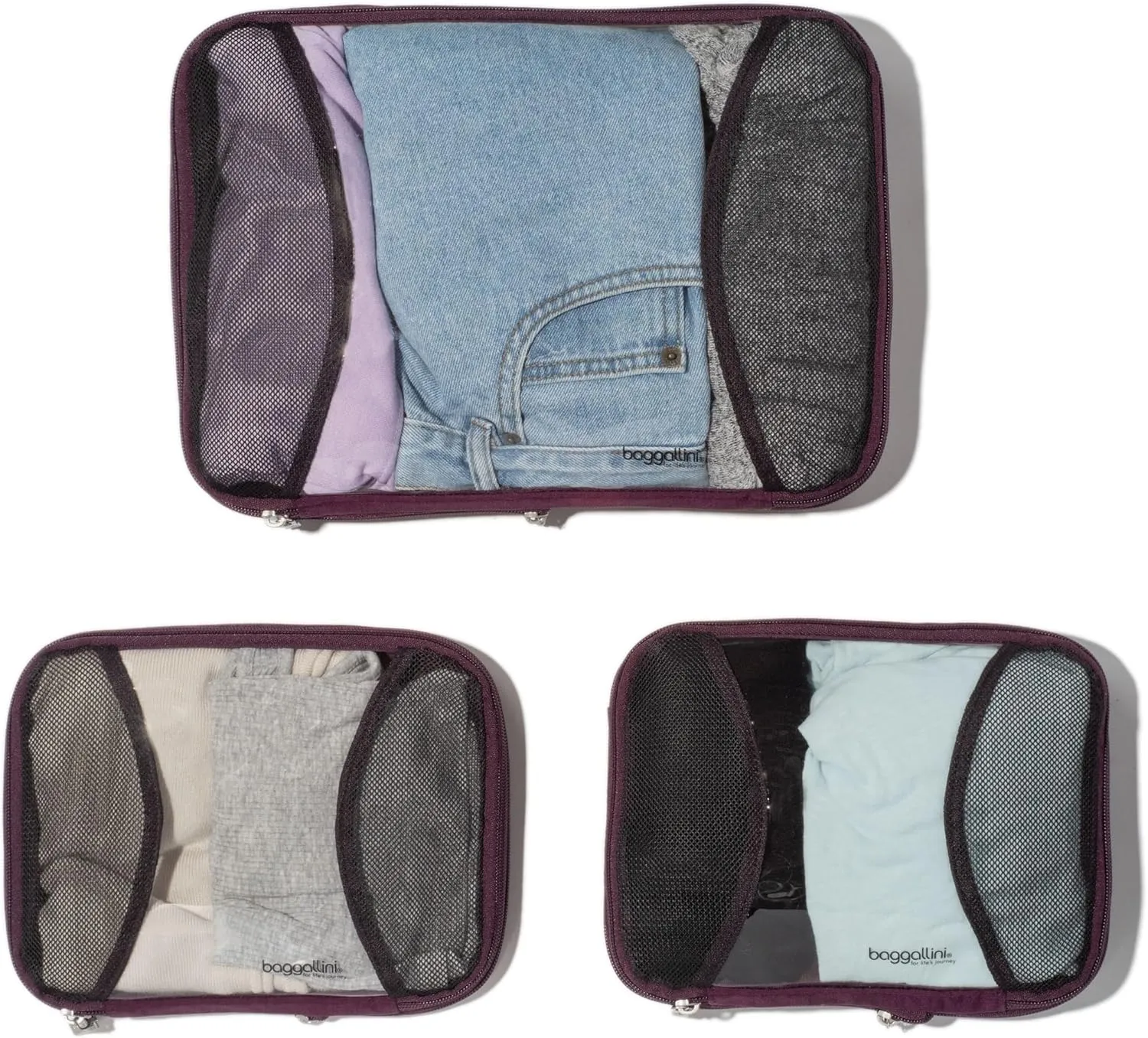 Baggallini Compression Cube 3-piece set - Lightweight Compression Packing Cubes for Travel
