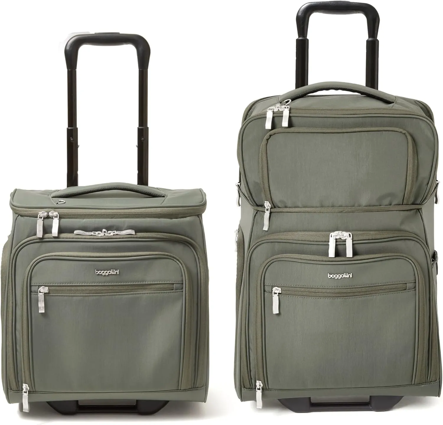 Baggallini Expandable Underseat Carry-On - Lightweight Travel Luggage Carry On Weekender with Wheels