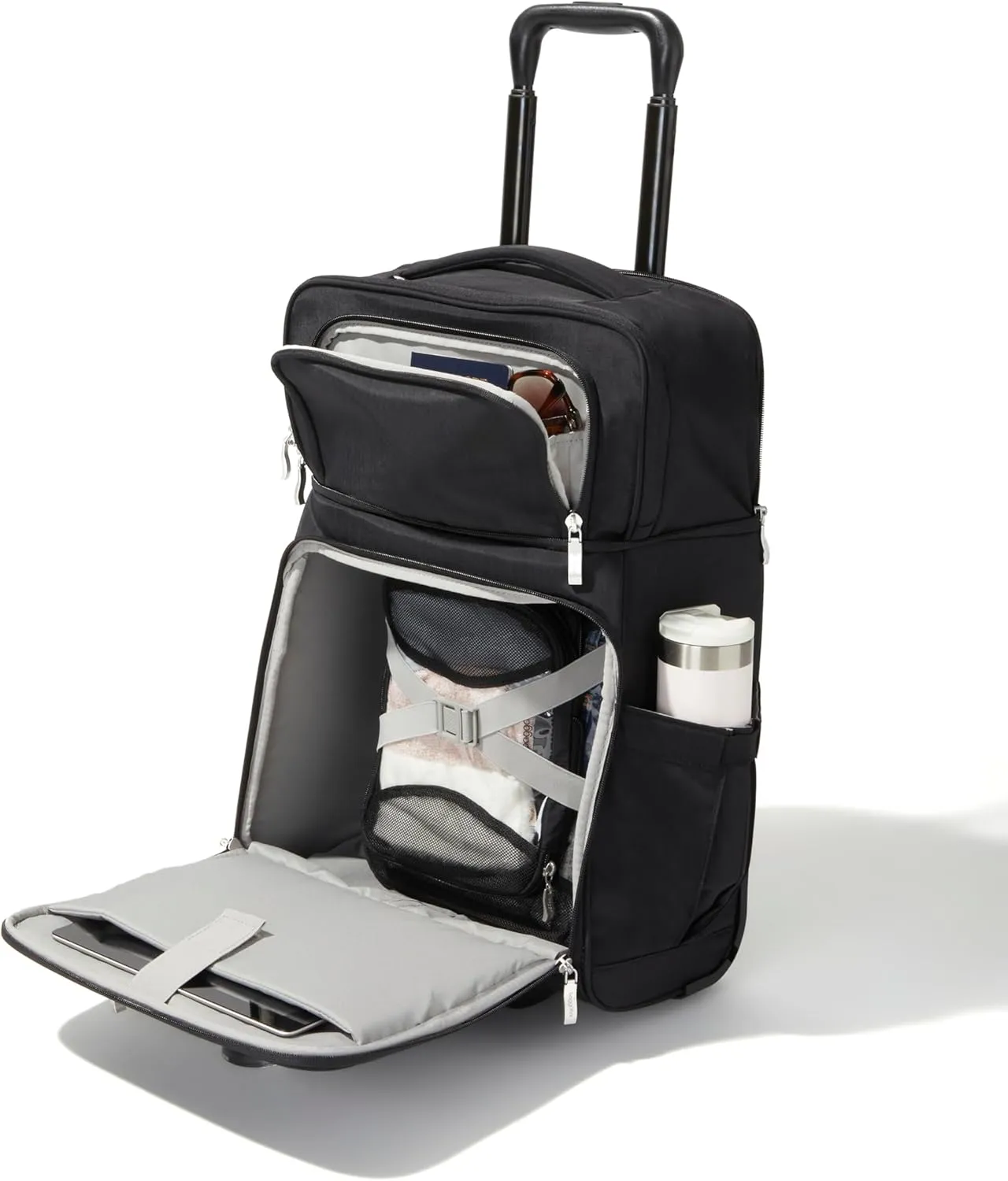Baggallini Expandable Underseat Carry-On - Lightweight Travel Luggage Carry On Weekender with Wheels