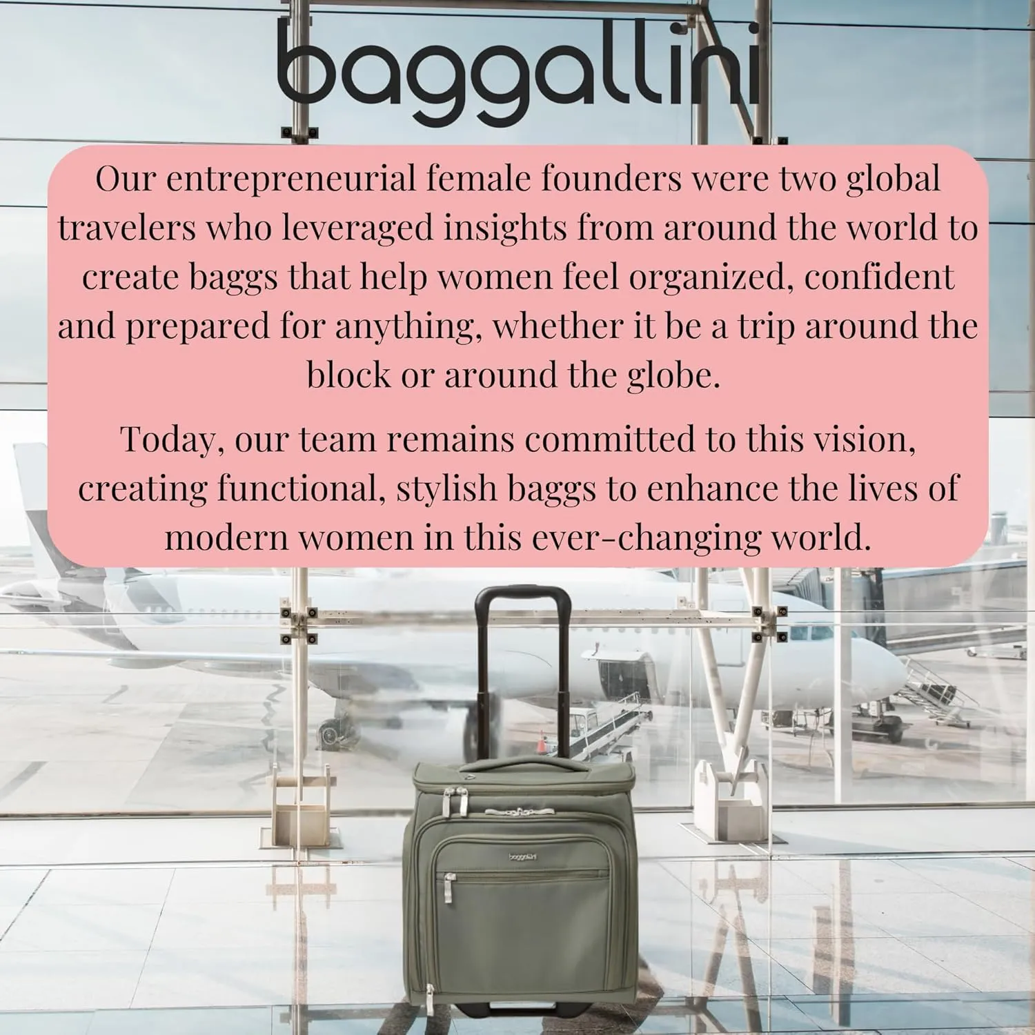 Baggallini Expandable Underseat Carry-On - Lightweight Travel Luggage Carry On Weekender with Wheels