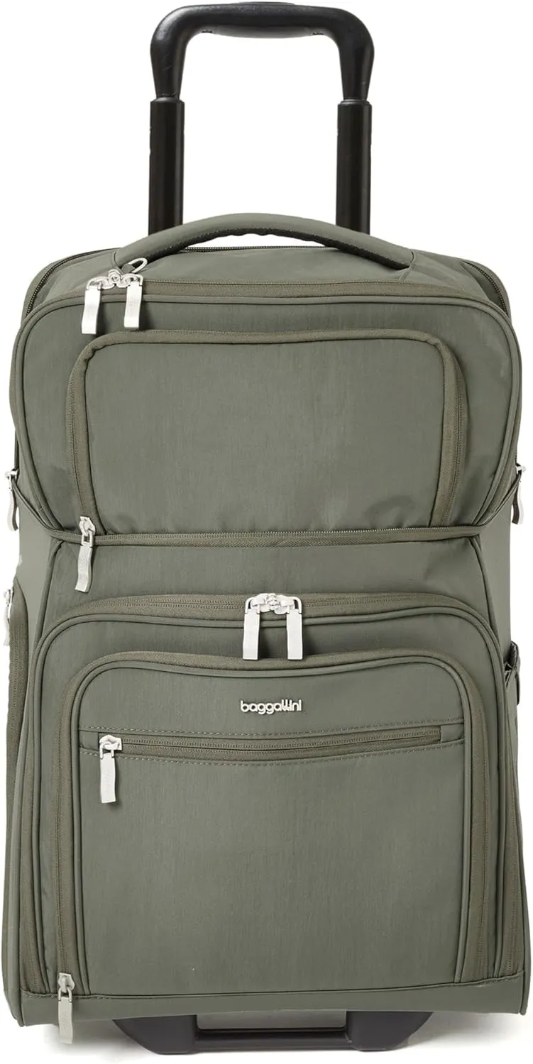 Baggallini Expandable Underseat Carry-On - Lightweight Travel Luggage Carry On Weekender with Wheels
