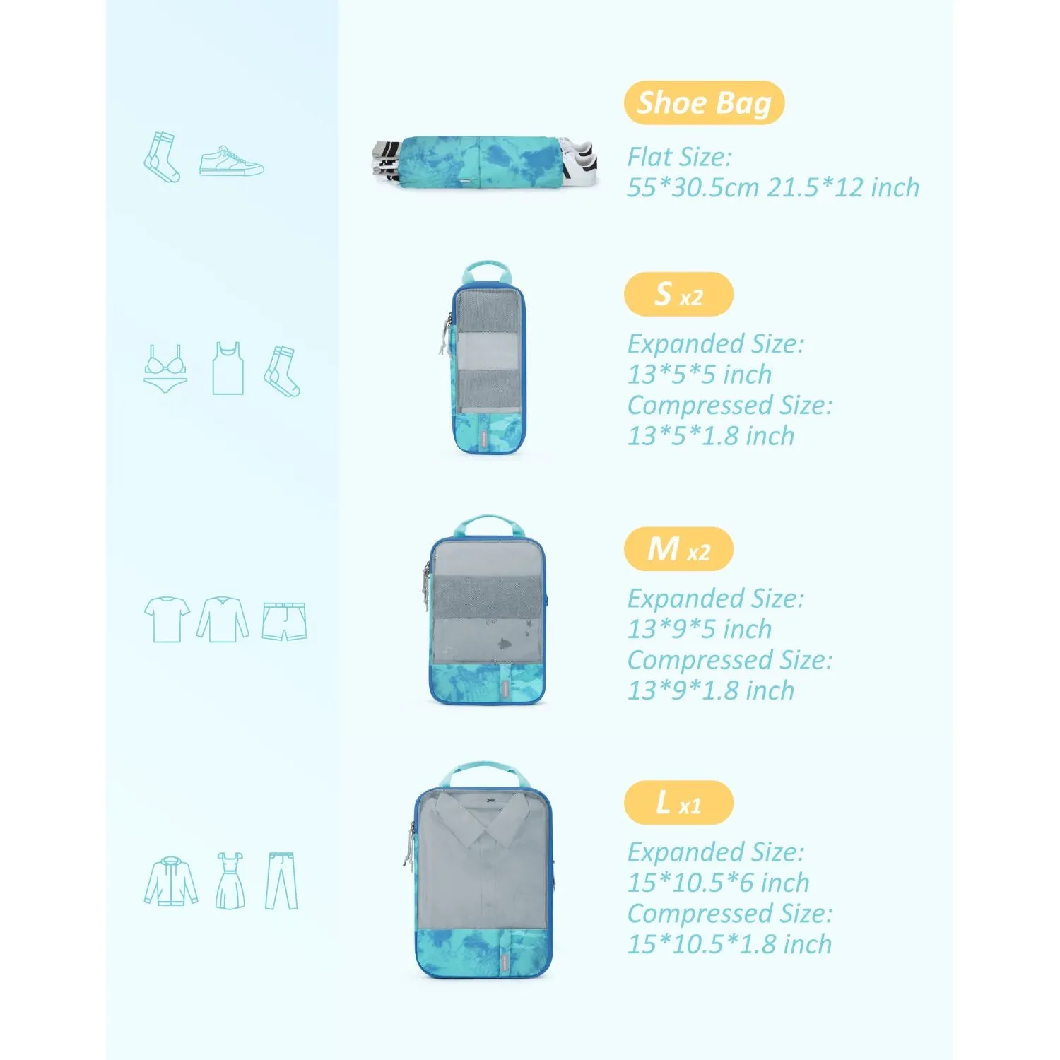 Bagsmart 6-In-1 Compression Packing Cubes
