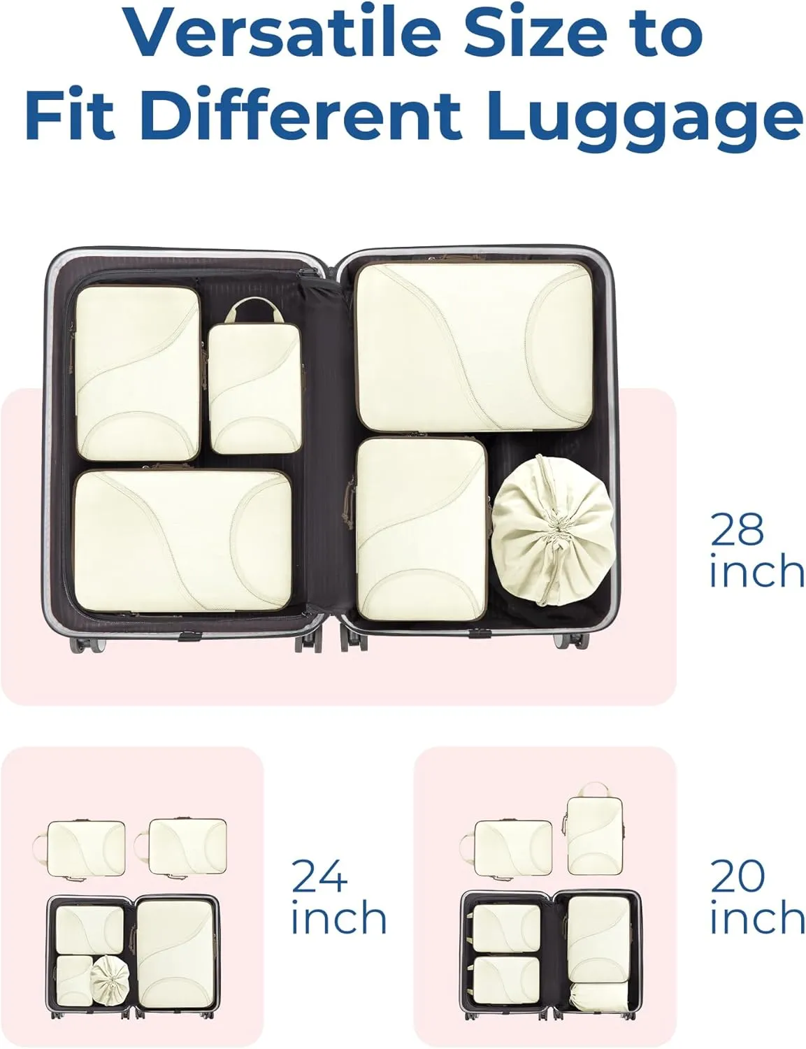 BAGSMART Compression Packing Cubes - 6 Set Travel Packing Cubes for Suitcases, Compression Suitcase Organizers with Shoe Bag