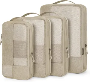 BAGSMART Compression Packing Cubes for Travel, 4 Set Packing Cubes for Carry on Suitcases, Compression Travel Cubes & Suitcase Organizer for Packing with Shoe Bag Black