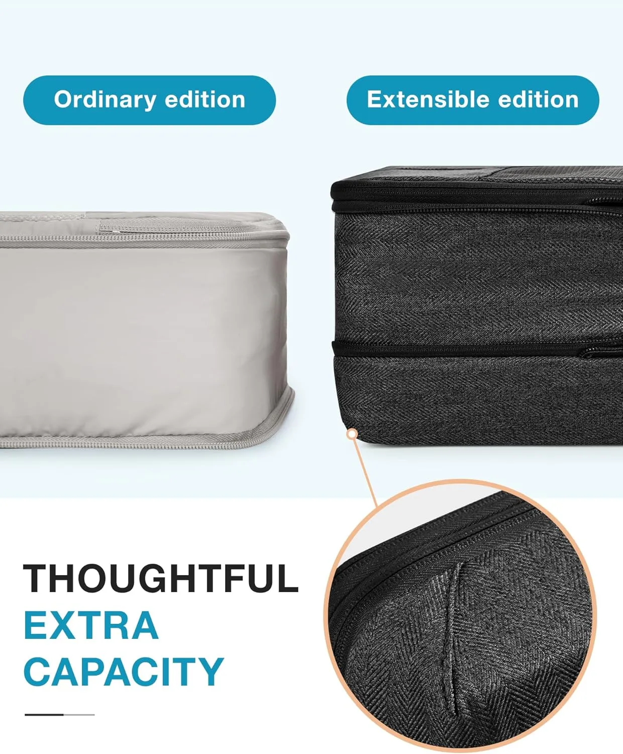 BAGSMART Compression Packing Cubes for Travel, 4 Set Packing Cubes for Carry on Suitcases, Compression Travel Cubes & Suitcase Organizer for Packing with Shoe Bag Black