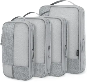 BAGSMART Compression Packing Cubes for Travel, 4 Set Packing Cubes for Carry on Suitcases, Compression Travel Cubes & Suitcase Organizer for Packing with Shoe Bag Grey