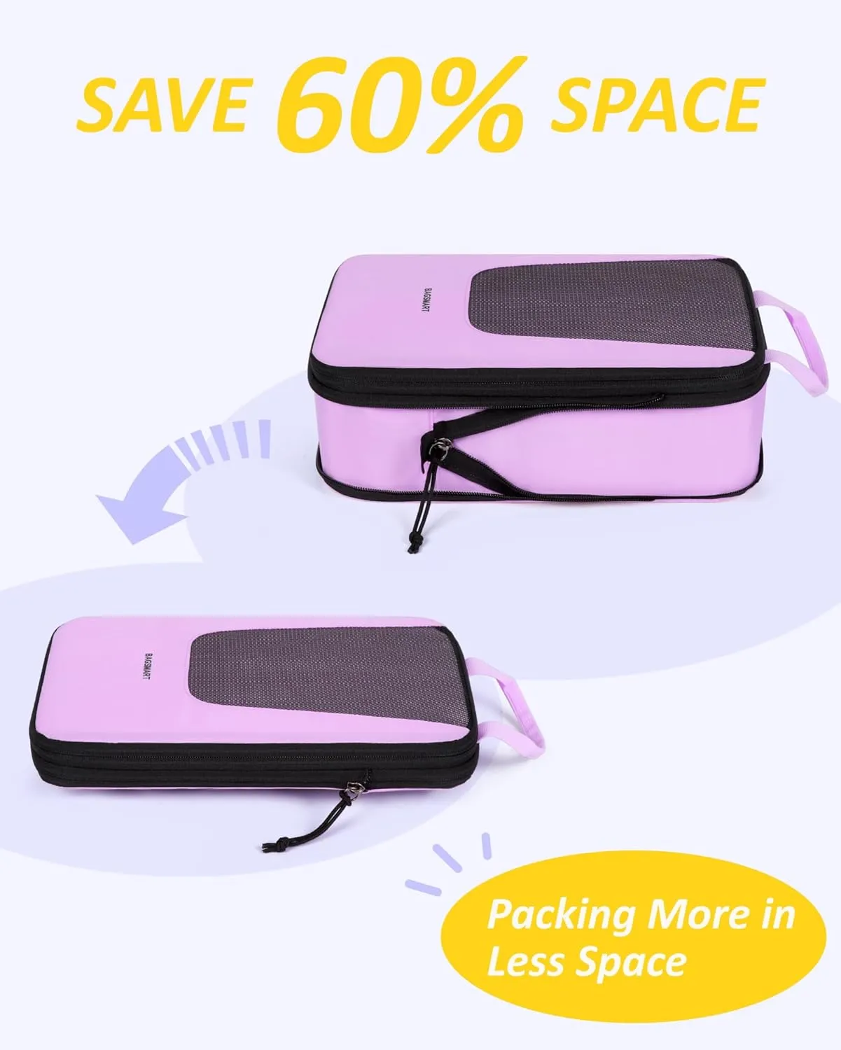 BAGSMART Compression Packing Cubes for Travel, 6 Set/4 Set Packing Cubes for Suitcases, Compression Suitcase Organizer Bags Set for Travel Essentials, Lightweight Packing Organizers