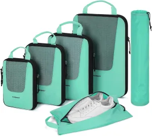BAGSMART Compression Packing Cubes for Travel, 6 Set/4 Set Packing Cubes for Suitcases, Compression Suitcase Organizer Bags Set for Travel Essentials, Lightweight Packing Organizers