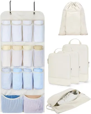 BAGSMART Hanging Compression Packing Cubes, 6 Set Large Suitcase Organizer Bags Set, Cruise Travel Essentials for Women